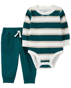 Kids Clothing In Stock: Carters Baby 2-Piece Striped Bodysuit Pant Set