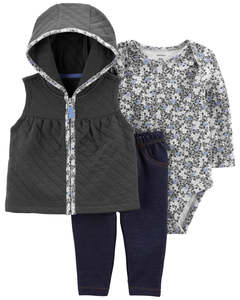Girls Clothing In Stock: Carters Baby Girl 3 Piece Little Vest Set