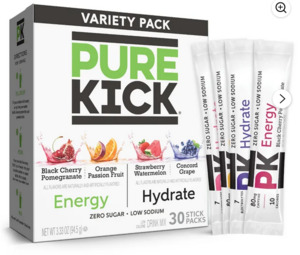 Pure Kick Energy & Hydration Powder Drink Mix Variety Pack, 30 Count Packets