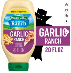 Sauces Dressings: Hidden Valley Garlic Ranch Condiment and Dressing, 20 fl oz