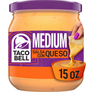 Sauces Dressings: Taco Bell Medium Salsa Con Queso Cheese Dip, 16 oz Ja