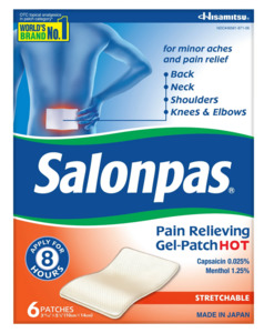 Salonpas Gel-Patch Hot for Pain Relief of Minor Aches & Pains of Muscles & Joints, 6 Count
