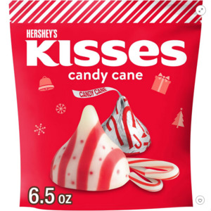 HERSHEY'S KISSES Christmas Chocolate Candy Cane Stand Up Pouch - 6.5oz