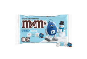 Christmas In Stock 1: M&M's Milk Chocolate Blue and White Christmas Candy - 10.0 oz Candy Bag