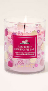 Three Wick Candle: Raspberry Holiday Pie Bar  Single Wick Candle