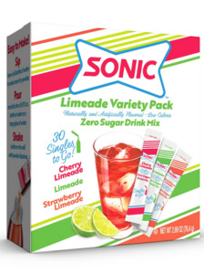 Sonic Limeade Variety Pack, Zero Sugar Drink Mix, 30ct