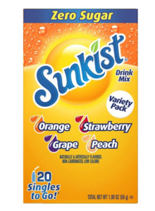 Sunkist Zero Sugar Drink Mix Variety Pack - 20 Ct