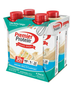 Drinks: Premier Protein Shake, Cake Batter Delight, 30g Protein, 11 Fl Oz, 4 Ct