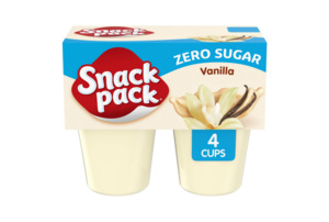 Snacks: Snack Pack Zero Sugar Vanilla Pudding, 3.25 oz Pudding Cups, 4 Count