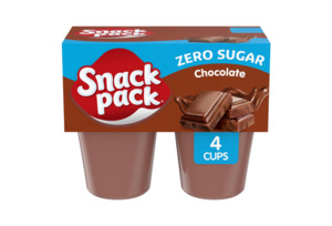 Snacks: Snack Pack Zero Sugar Chocolate Pudding, 3.25 oz Pudding Cups, 4 Count