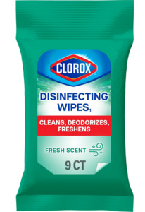Bathroom: Clorox Disinfecting Wipes on the Go Bleach Free Travel Wipes, Fresh Scent, 9 Count