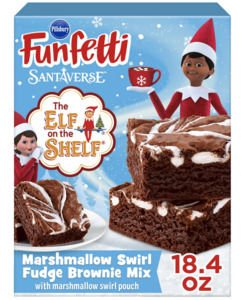 Pillsbury Funfetti The Elf on the Shelf Marshmallow Swirl Fudge Brownie Mix, 18.4 oz Box