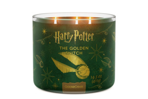 Three Wick Candle: Goose Creek Harry Potter Golden Snitch 3-wick Crackling Fresh-Cut Grass, Morning Moss, Damp Earth & Bright Bergamot Scented Jar Candle, 14.5oz