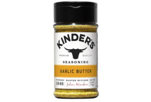 Spices: Kinder's Garlic Butter Seasoning Blend with Sea Salt, Garlic, and Spices, 2.8 oz