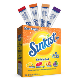 Drinks: Sunkist Zero Sugar Variety Pack Singles-to-Go Powdered Drink Mix, 30 Count Packets