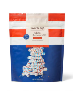 Snacks: Vanilla Fudge Dipped Mini Pretzels with Red & Blue Drizzle - 10oz - Favorite Day