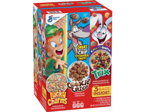 Pantry 1: General Mills Cereal, Lucky Charms, Cookie Crisp & Trix Variety Pack, 38.5 oz