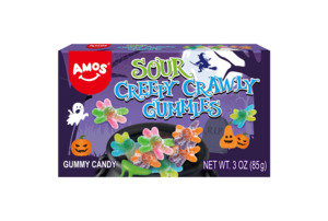 Holidays: AMOS Halloween Sour Gummy Candy, Theater Box, Gluten, Milk and Nut Free, 3 oz
