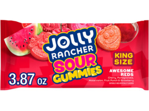 Candy: JOLLY RANCHER Gummies Awesome Reds Sour Original Flavors King Size 3.87oz