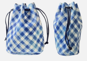New In Stock: Bath and Body Works Gingham Blue & White Drawstring Reusable Bag, Gift Bag