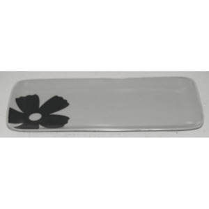 Grey Platter with Black Flower The Joneses Home Staging