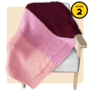 Beginner Knit Kits: // Merino Knit Kit // Tri-colour Blanket