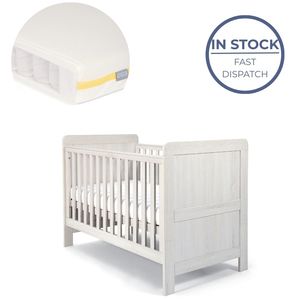 Cots Mattresses: Mamas and Papas Atlas Nimbus White Cot + Mattress Bundle