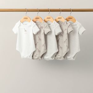 Bodysuits: Mamas and Papas Giraffe Short Sleeve Bodysuits - 5 Pack