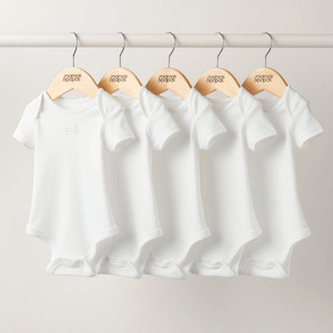 Bodysuits: Mamas and Papas White Short Sleeve Bodysuits - 5 Pack