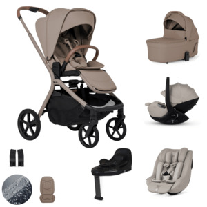 Silver Cross: Silver Cross Breez Lightweight Stroller Ultimate 360 Family Car Seat Bundle - Champagne