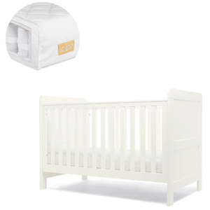 Cots Mattresses: Mamas and Papas Hampden White Cot Bed + Mattress Bundle