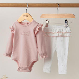 Eos 6 9 Months: Mamas and Papas Pink Bodysuit & Leggings - 2 Piece Set