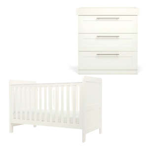Baby Furniture: Mamas and Papas Hampden White Cot Bed + Dresser Bundle