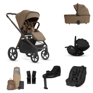 Silver Cross Cove 2 All-Terrain Stroller Ultimate 360 Family Car Seat Bundle - Maple