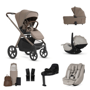 Silver Cross Cove 2 All-Terrain Stroller Ultimate 360 Family Car Seat Bundle - Champagne