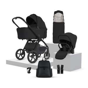 Silver Cross Cove 2 All-Terrain Stroller + Carrycot + Accessories Bundle - Onyx
