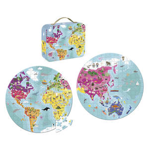Janod Double Sided World Round Puzzle