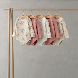 Mamas and Papas Floral Long Sleeve Bodysuits - 5 Pack
