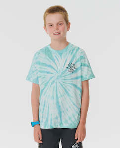 RIP CURL SHRED ROCK TIE DYE TEE - AQUA