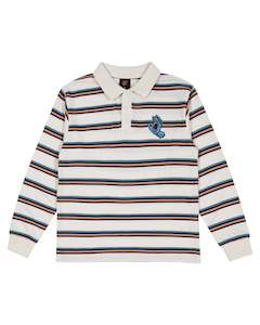 SANTA CRUZ - HORIZON LS POLO TEE CREAM STRIPE