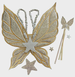 Play 1: THREE TOTS - Glitter / Matt Gold Vegan Reversible Fairy Wings