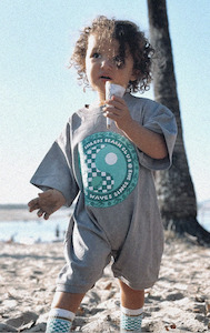 SALTY SHREDS - Beach Club Yin Yang Vintage Baggy Jumpsuit - Washed Grey