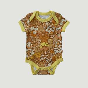Banabae: BANABAE- HONEY BUNCH RINGER ORGANIC COTTON ONESIE