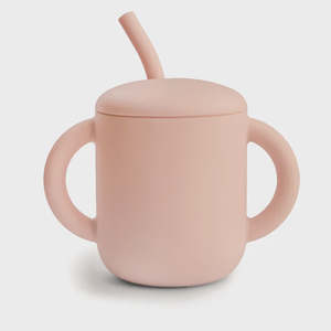 MUSHIE - SILICONE TRAININ CUP + STRAW BLUSH