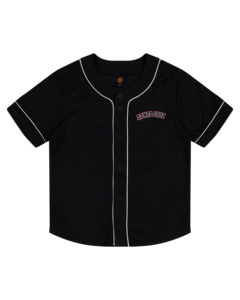 Boys Tee Shirts: SANTA CRUZ - FLAMED COLLEGIATE ARCH SHORT SLEEVE JERS BLACK