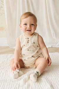 Jamie Kay: JAMIE KAY - PIMA COTTON ARCHIE PLAYSUIT FLY HIGH VANILLA CREAM