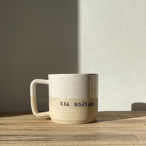 Products: Kia Ngāwari Mug - The Kindness Project Aotearoa Raise Kind Humans