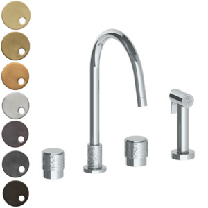 Watermark Collection Sense: The Watermark Collection Sense 3 Hole Kitchen Set with Seperate Pull Out Rinse Spray | Dial Handle