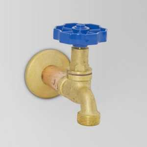 Low Uneven Pressure Wall Mounted Basin Taps: Astra Walker Eden Bib Tap | Blue Handle