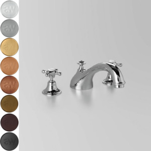 Low Uneven Pressure Bench Mounted Basin Taps: Astra Walker Edwardian Hob Set